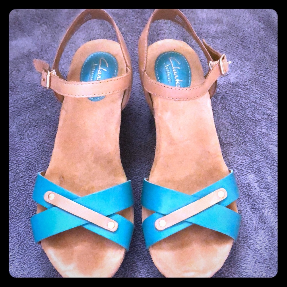 Only worn once! Sandal wedge shoes.